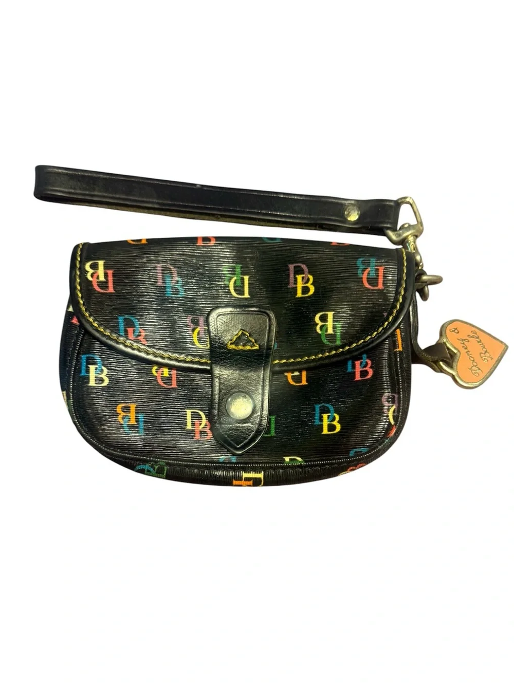 Vintage Y2K Dooney & Bourke Black Multicolor Wristlet